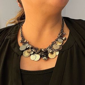 NECKLACE 🖤🤍🤎 Multi Metal Choker with fringe medallions